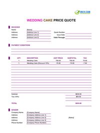 wedding cake quote template