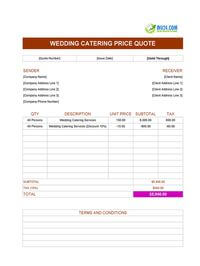 wedding catering quote template