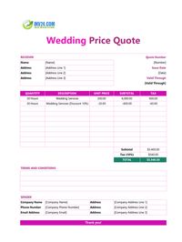 wedding quote template
