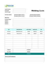 welding quote template