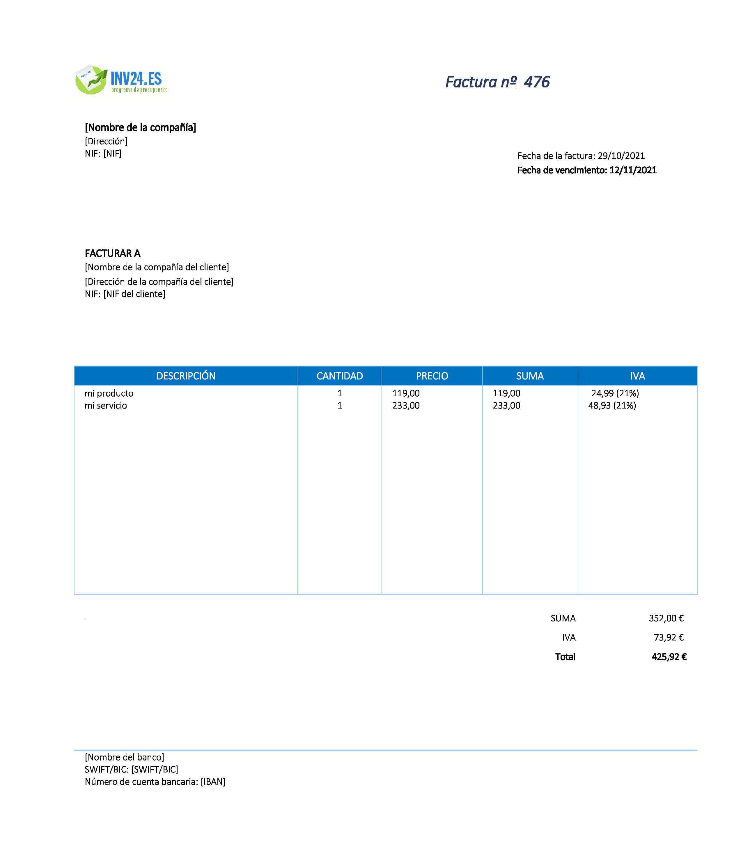 factura template (Excel / Google Sheets) factura template (Excel / Google Sheets)