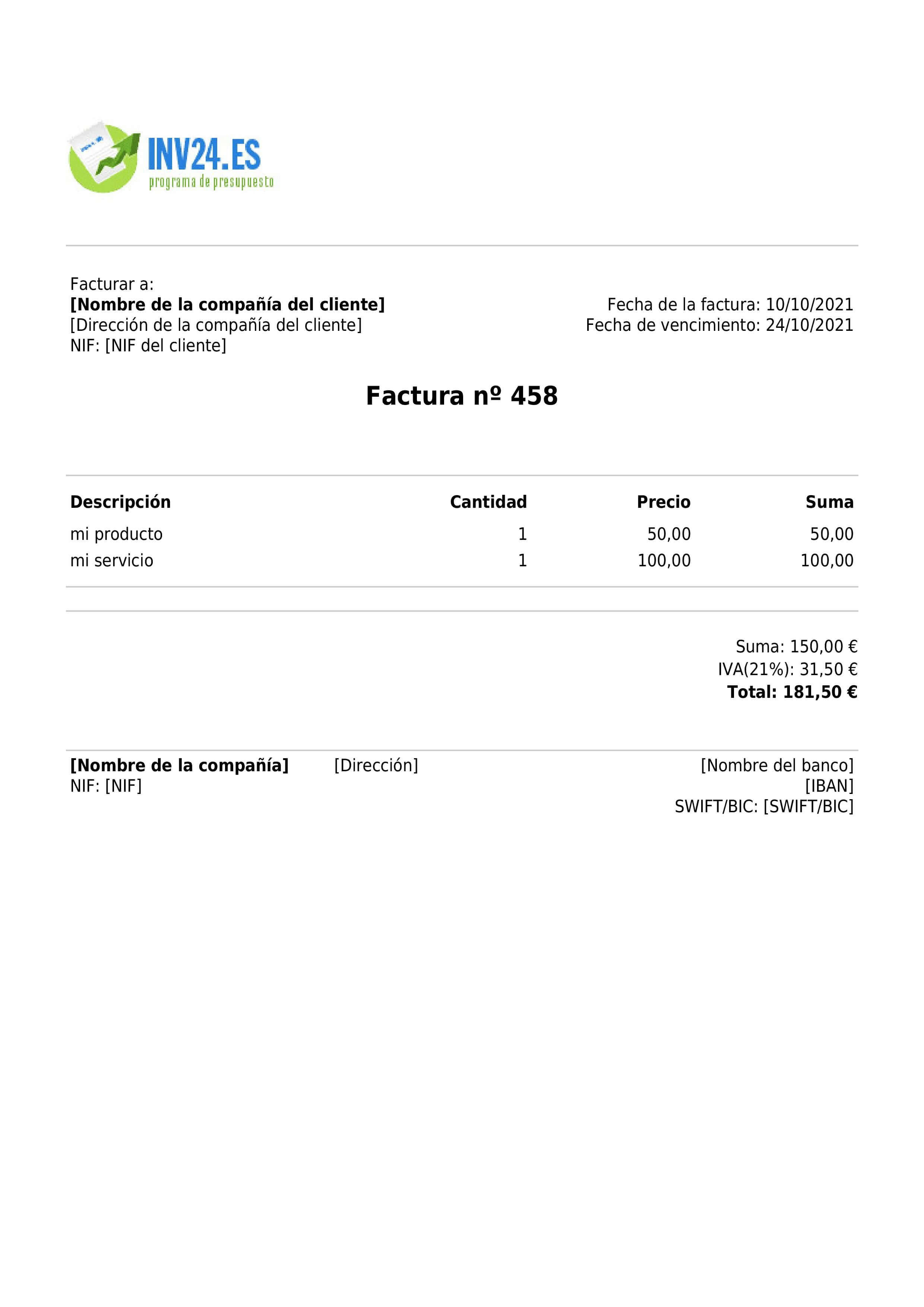 plantilla de factura (PDF) plantilla de factura (PDF)