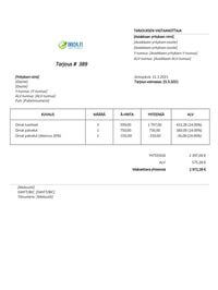 tarjous malliesimerkki Word / Google Docs