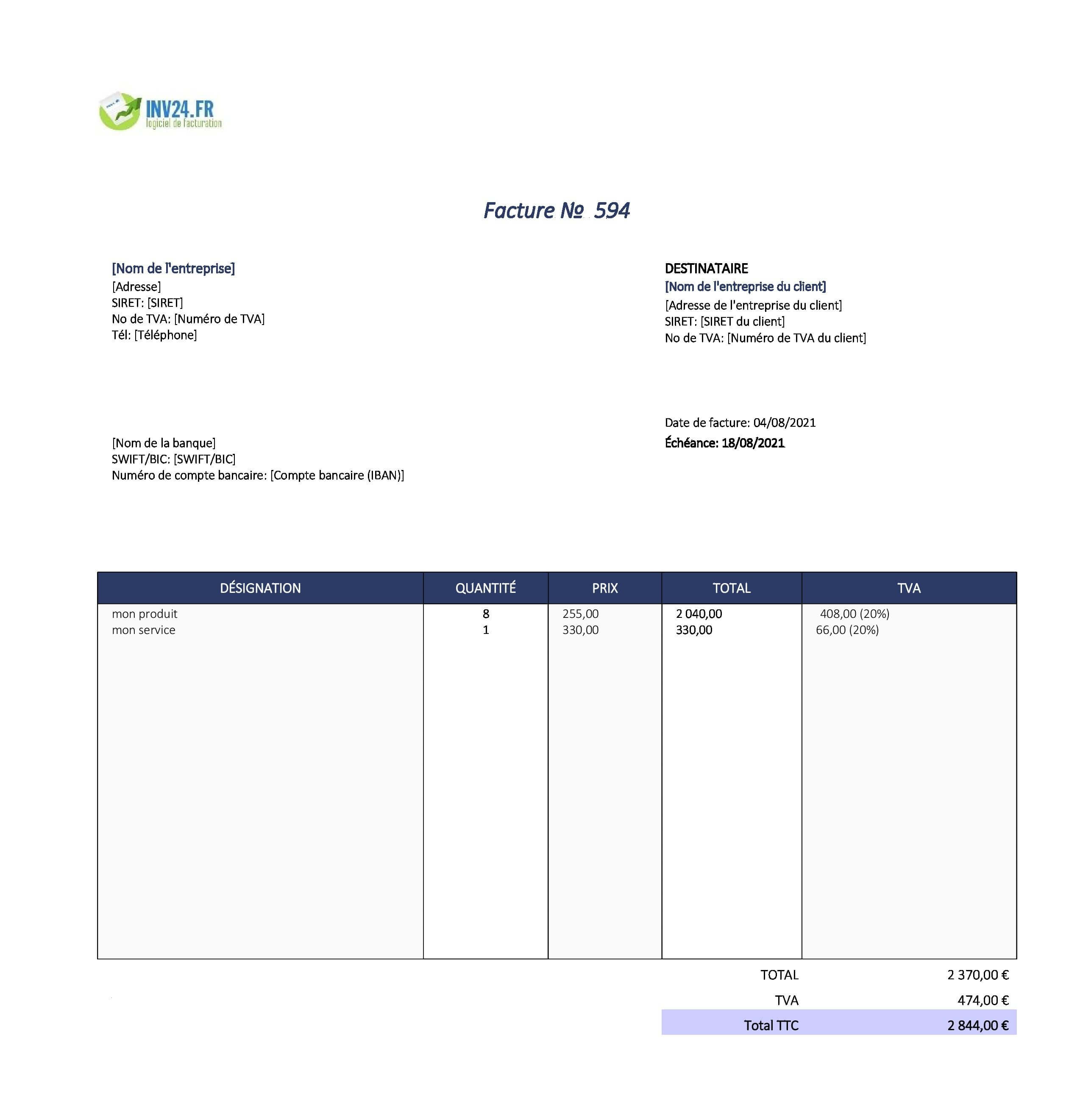 modèle de facture à remplir (Excel / Google Sheets) modèle de facture à remplir (Excel / Google Sheets)