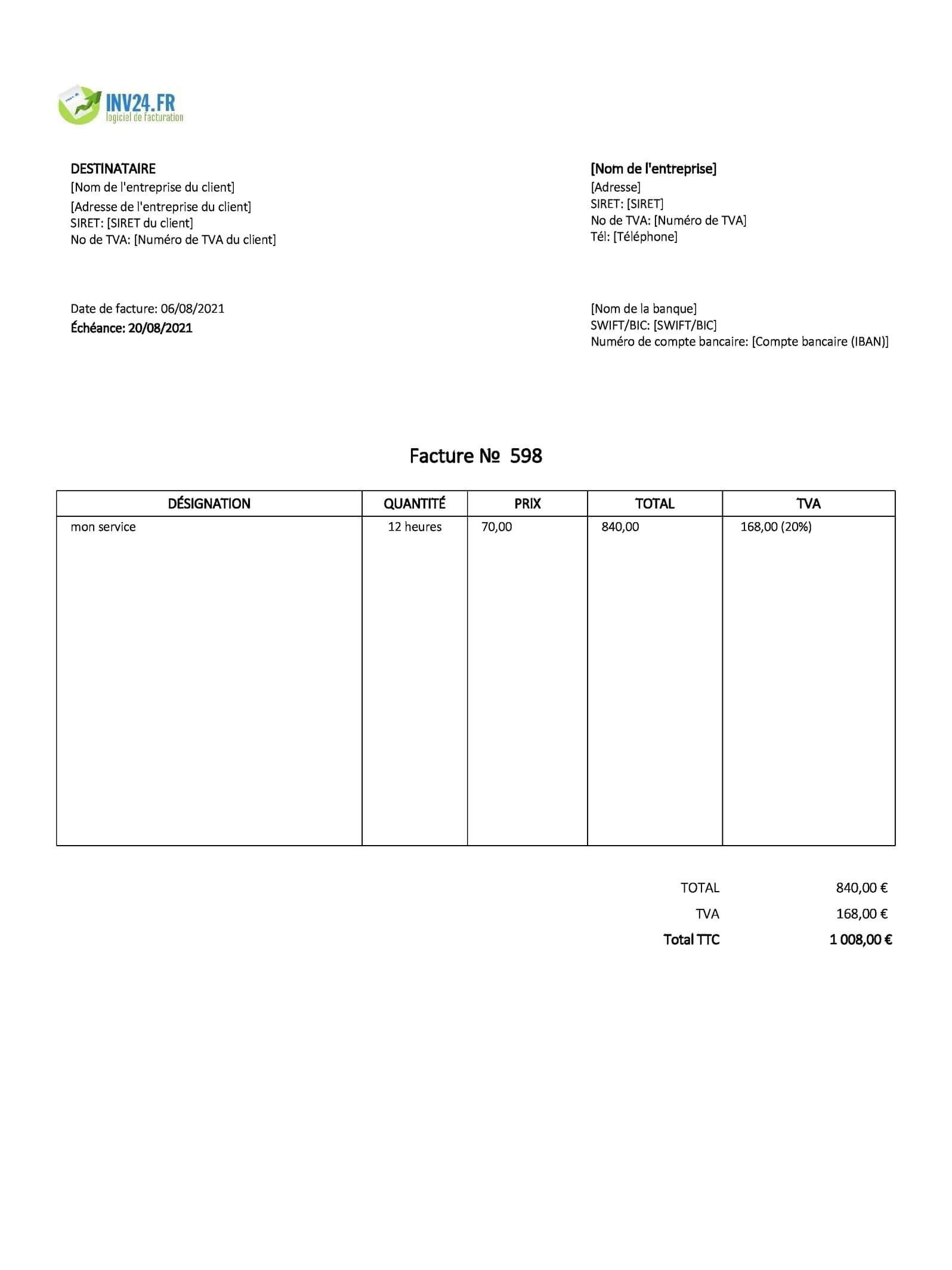 Modèle Facture Association Loi 1901 Sans Tva Excel