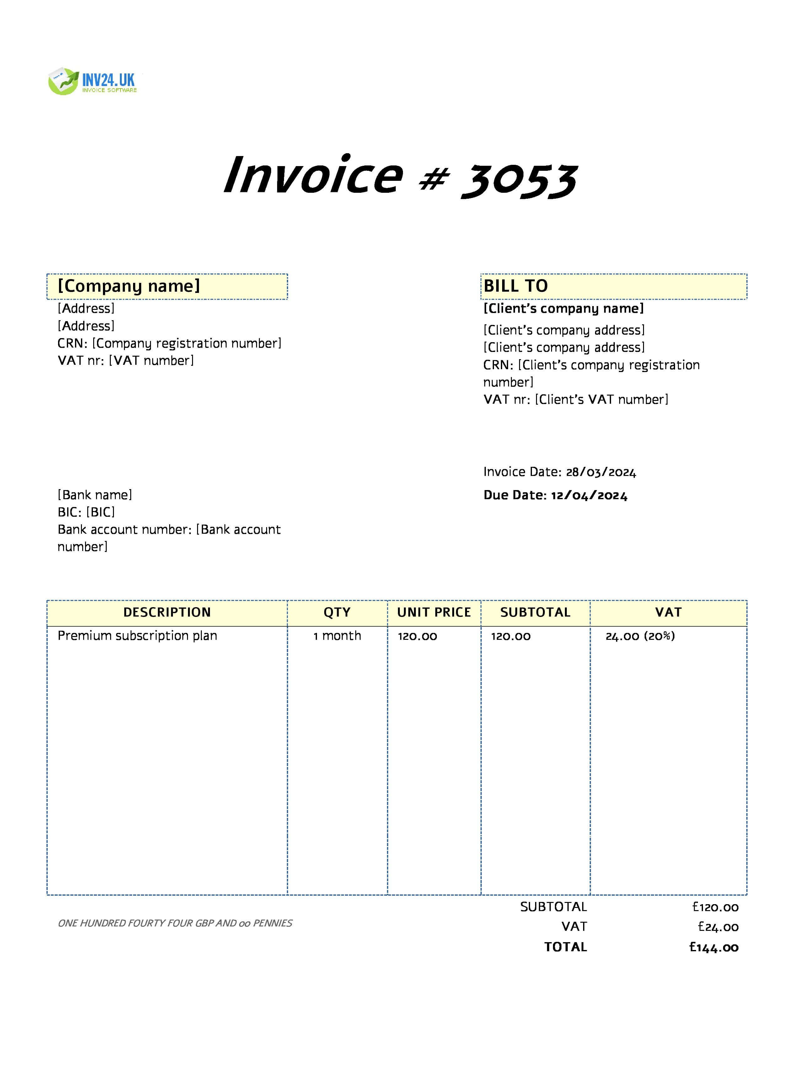 batch invoice example