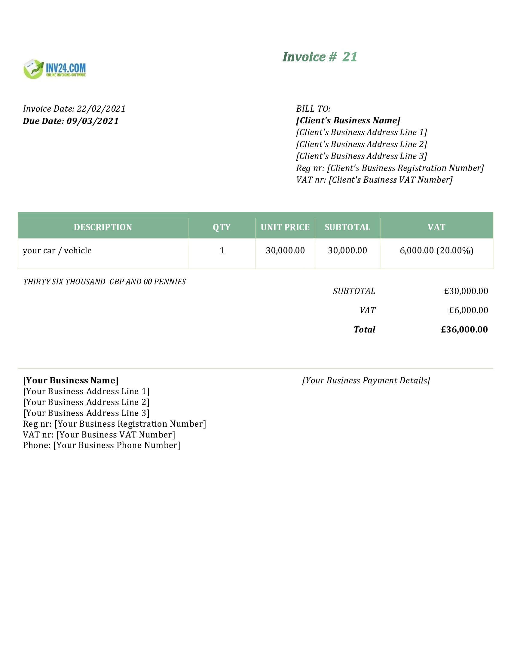 car sales invoice template uk car sales invoice template uk
