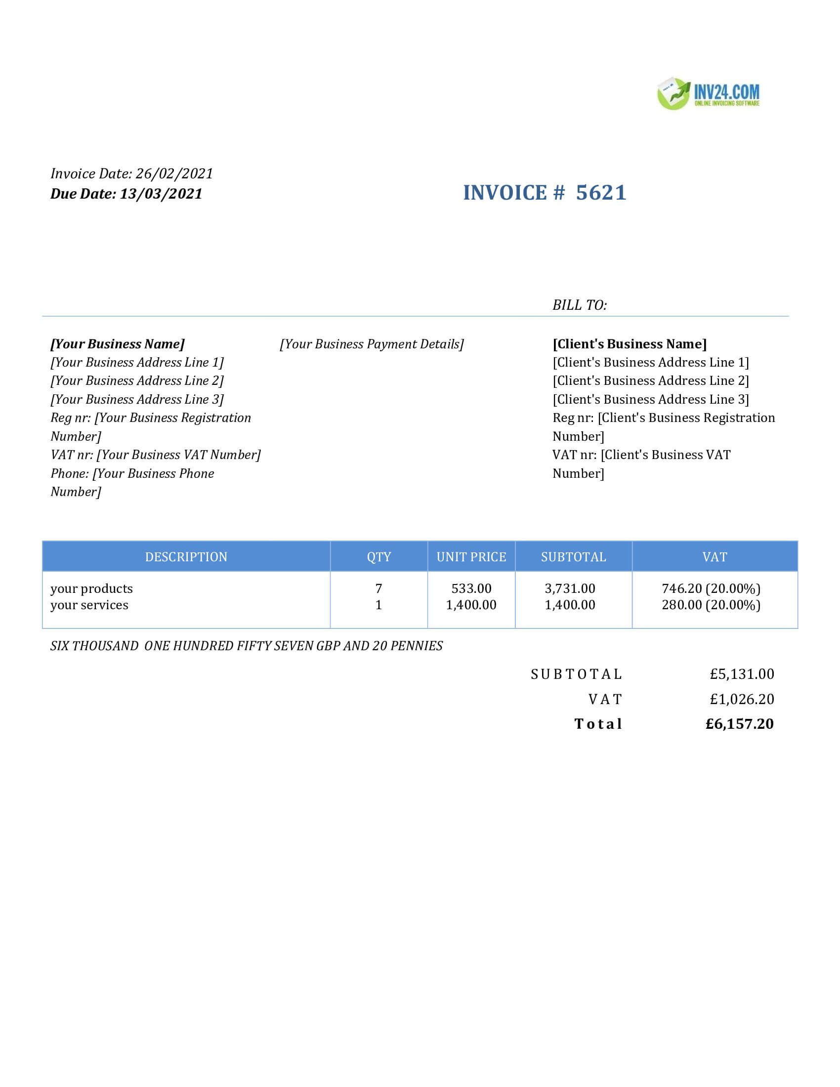 downloadable invoice template uk