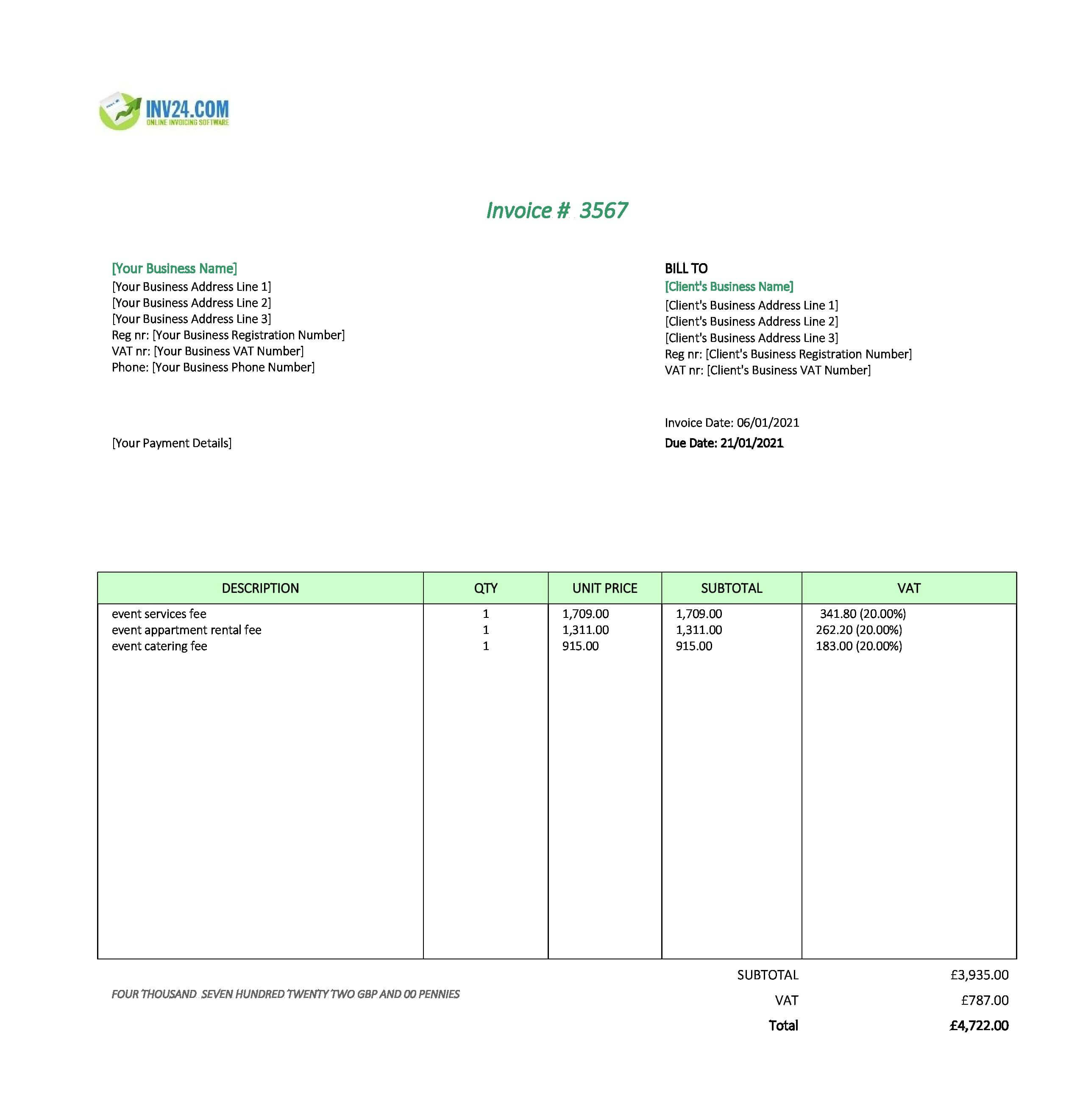 event uk invoice template event uk invoice template