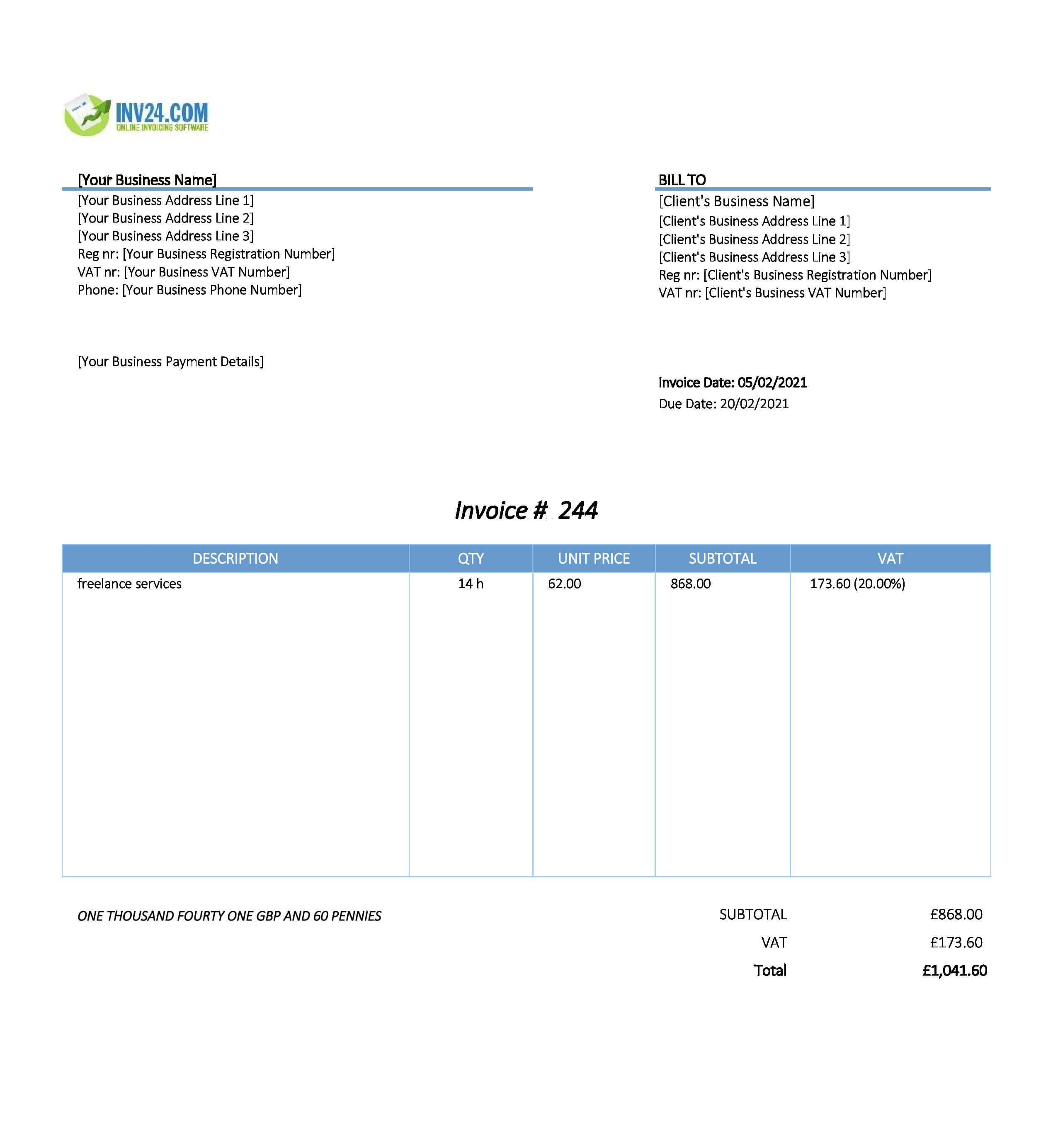 freelancer invoice template uk freelancer invoice template uk