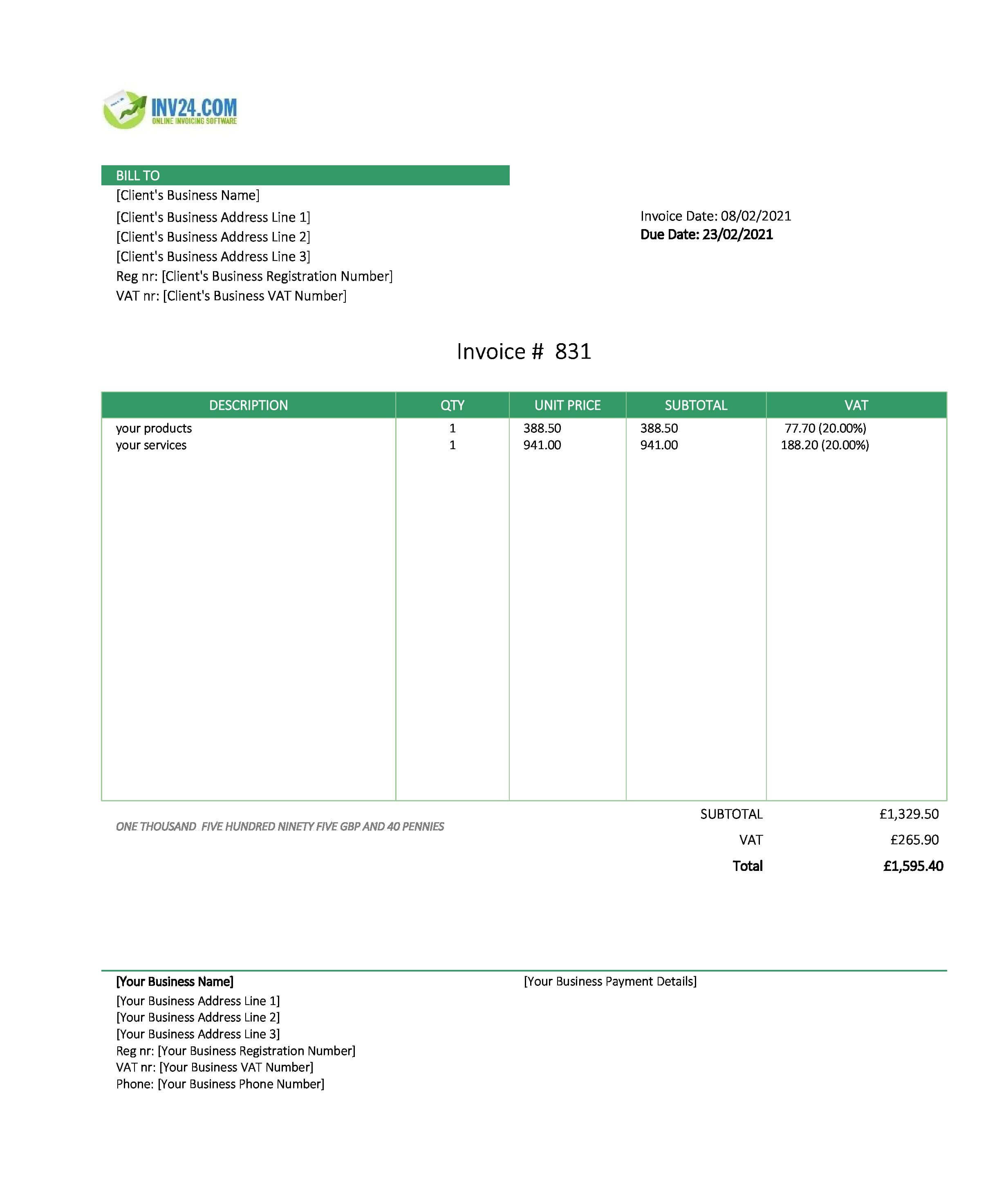 personal invoice template uk personal invoice template uk