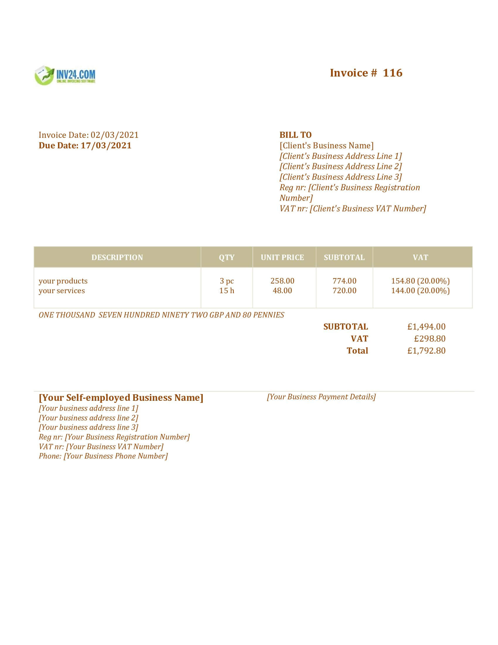 self employed invoice template uk self employed invoice template uk