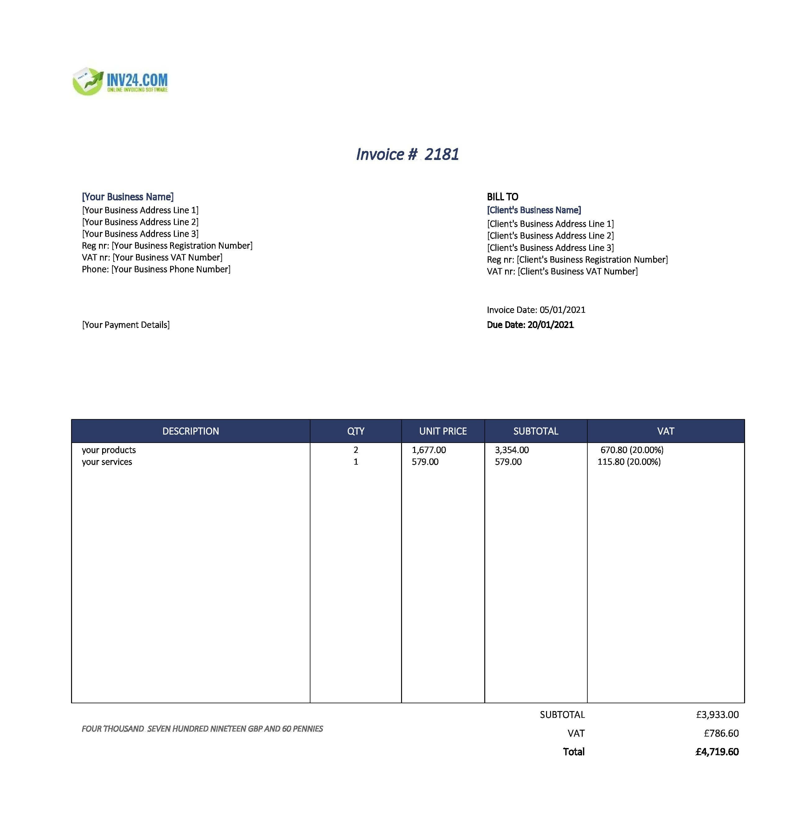 tax invoice uk