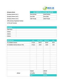 ac installation quote template uk