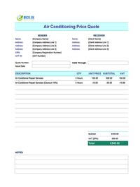 air conditioning quote template uk
