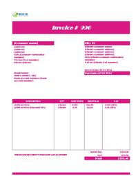 artist invoice template UK