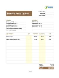 bakery quote template uk
