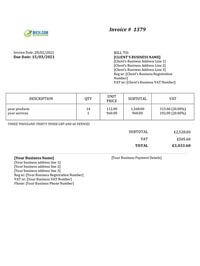 catering basic invoice template uk