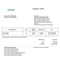 self employed service basic invoice template uk