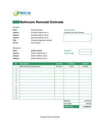 bathroom remodel estimate template uk