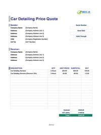 car detailing quote template uk