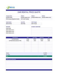 car rental quote template uk