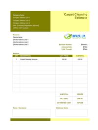 carpet cleaning estimate template uk