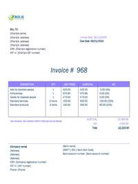 charity invoice template UK