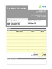 collision estimate template uk