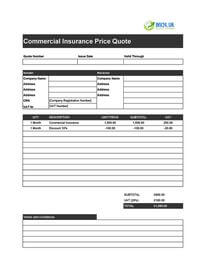 commercial insurance quote template uk