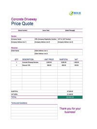 concrete driveway quote template uk