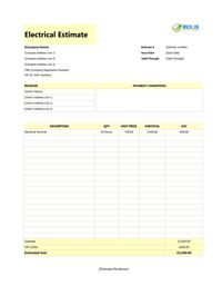 electrical estimate template uk