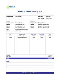 event planner quote template uk