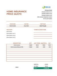 home insurance quote template uk