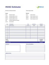 hvac estimate template uk