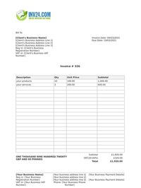 invoice example uk for services rendered