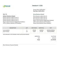invoice template uk doc for services rendered