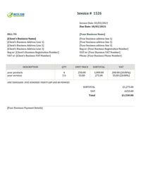 yoga invoice template uk doc