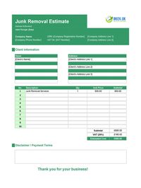 junk removal estimate template uk
