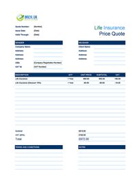 life insurance quote template uk