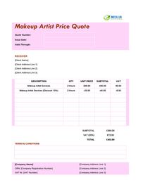 makeup artist quote template uk