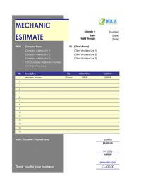 mechanic estimate template uk