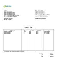 mechanic invoice template uk excel