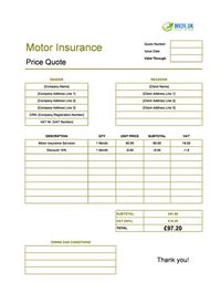 motor insurance quote template uk