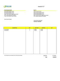 standard non vat invoice template uk
