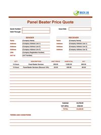 panel beater quote template uk