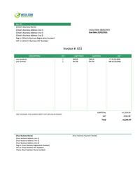 rent personal invoice template uk