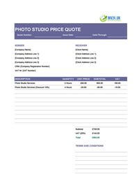 photo studio quote template uk