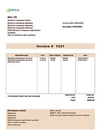 photography invoice template UK