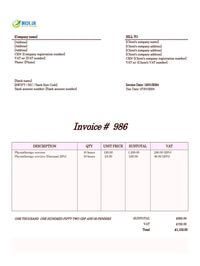 physiotherapy invoice template UK